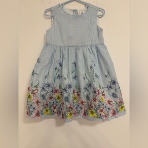 GAP Blue Striped Dress with Pink & Yellow Floral Border